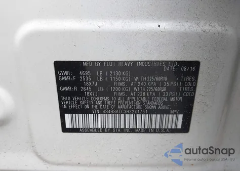 2017 Subaru Outback 2.5I Touring from USA, damaged, VIN 4S4BSATC3H3241751